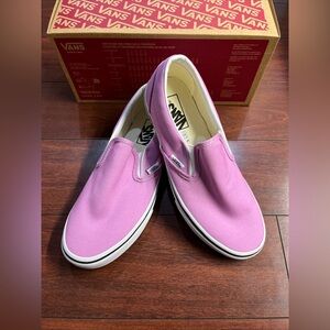 Womens 8.5 Vans Classic Slip On Orchid White Sneaker Shoe Low Top New HALF BOX